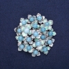 Brosche „Blumen mit Aquamarin“, blaue Emaille, silberfarbenes Metall 60×62 mm