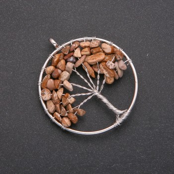 Anhänger "Baum des Glücks" Landschaftsjaspis, Durchmesser 50 mm