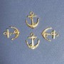 Schmuckzubehör Anhänger Anker mit Aufschrift Love und schwarzer Emaille, goldfarbenes Metall 25×20 mm, Packung 4 Stück