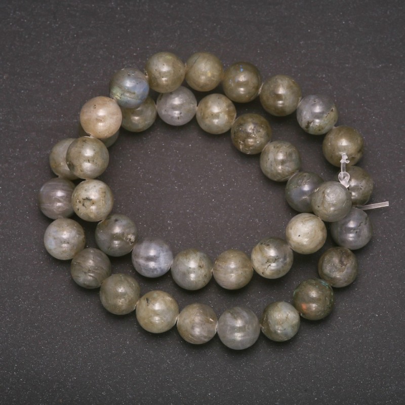 Labradorit-Natursteinperlen, glatte Kugeln, Durchmesser 10 mm, Länge 38 cm