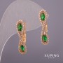 Ohrringe Xuping mit weißen Strasssteinen und grünen Steinen 6×25 mm 18K-Vergoldung