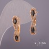 Ohrringe Xuping mit weißen Strasssteinen und schwarzen Steinen 6×25 mm Vergoldung 18K