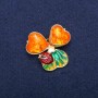 Brosche mit Anhänger «Marienkäfer» mit Bernstein-Cabochons (künstlich), Emaille, goldfarbener Metall 35 × 37 mm