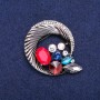 Reduziert! Rundbrosche 'Halo' mit Strasssteinen, zu einer schönen Komposition verwoben, dunkles Metall 45×50 mm