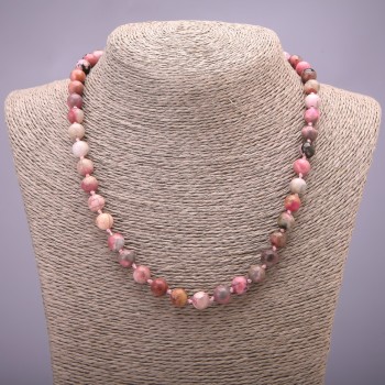 Halskette aus Rhodochrosit, glatte Kugeln, Durchmesser ca. 8 mm, Länge 45 cm