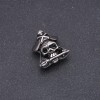 Perlen-Einsatz aus Stahl, Pandora-Stil Piraten-Schädel, 17 × 22 mm, Innendurchmesser 8 mm, silberfarbenes Metall