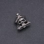 Perlen-Einsatz aus Stahl, Pandora-Stil Piraten-Schädel, 17 × 22 mm, Innendurchmesser 8 mm, silberfarbenes Metall