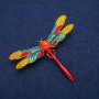 Brosche-Anhänger «Schmetterling» mit bunten Strasssteinen, Katzenauge-Perle und roter Emaille, goldfarbenes Metall 48×58 mm