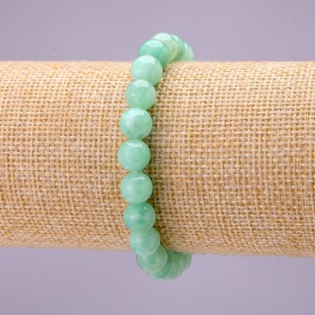 Armband aus birmanischem Jadeit, glatte Kugeln, Durchmesser ca. 8 mm, auf elastischem Band, Länge ca. 18 cm