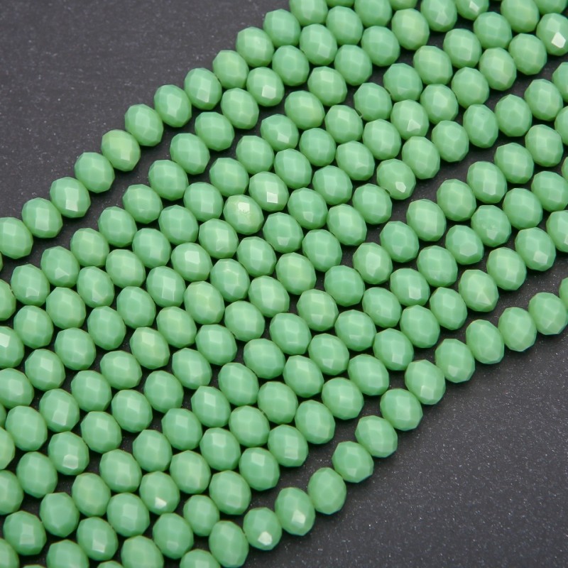 Matte grüne Rondellen aus tschechischem Kristall, Durchmesser 8×6 mm, Schnur 38 cm lang