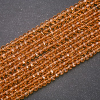 Bernsteinfarbene Rondell-Perlen aus tschechischem Kristall, transparent, Ø 6×4,5 mm, Fadenlänge 38 cm