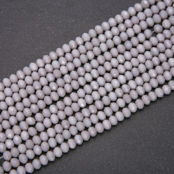 Mattgraue Rondell-Perlen aus tschechischem Kristall, Durchmesser 6x4,5 mm, auf einer 38 cm langen Schnur