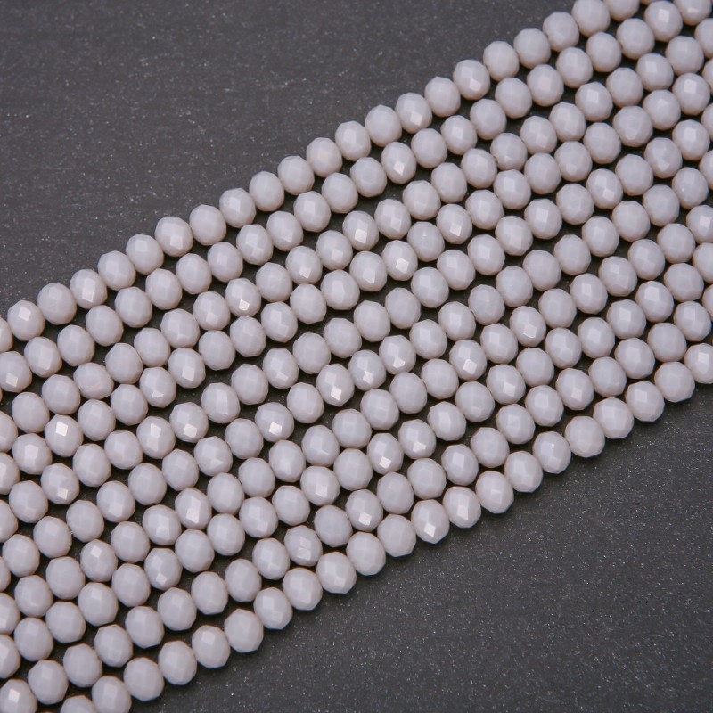 Perlen aus tschechischem Kristall, mattes hellgraues Rondell, Durchmesser 6×4,5 mm, Stranglänge 38 cm
