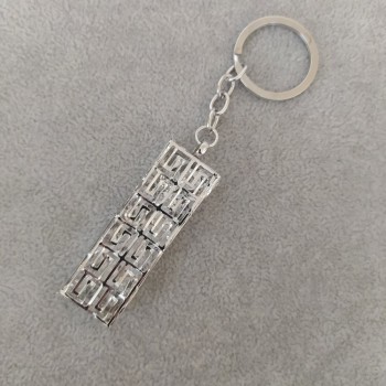 Damen-Schlüsselanhänger „Glitzerfüllung“ aus grauem Metall, Durchmesser 60 × 20 mm