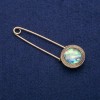 Nadelbrosche mit Cabochon Haliotis 23 × 75 mm, goldfarbenes Metall