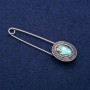 Brosche mit Cabochon aus Haliotis, 21 × 78 mm, silberfarbenes Metall