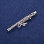 Brosche Fagott mit grauen Strass-Steinen, 12 × 62 mm, silberfarbenes Metall