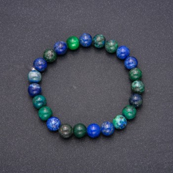 Armband aus Azurit – glatte Kugeln, Durchmesser ca. 8 mm, Länge 18 cm auf elastischer Schnur