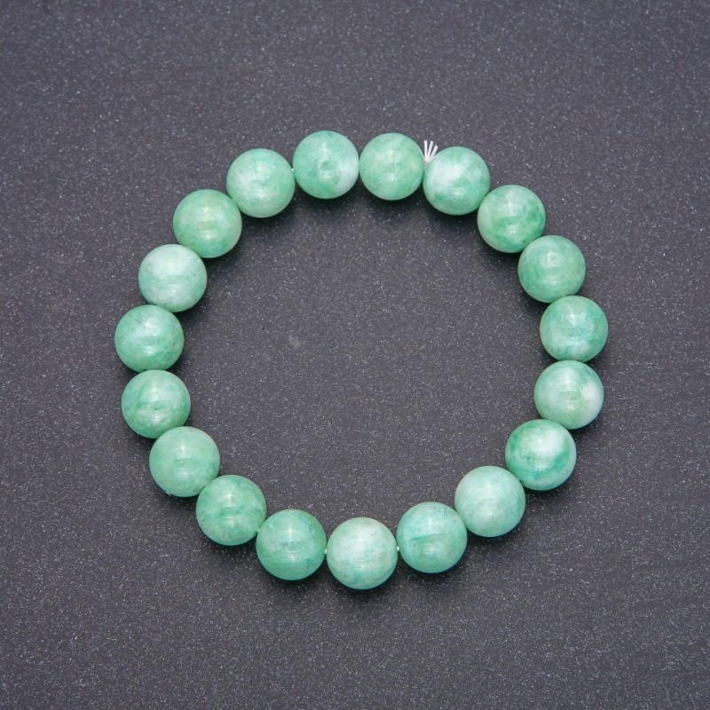 Armband aus birmanischem Jadeit – glatte Kugeln, Durchmesser ca. 10 mm, Länge 18 cm, auf Gummiband