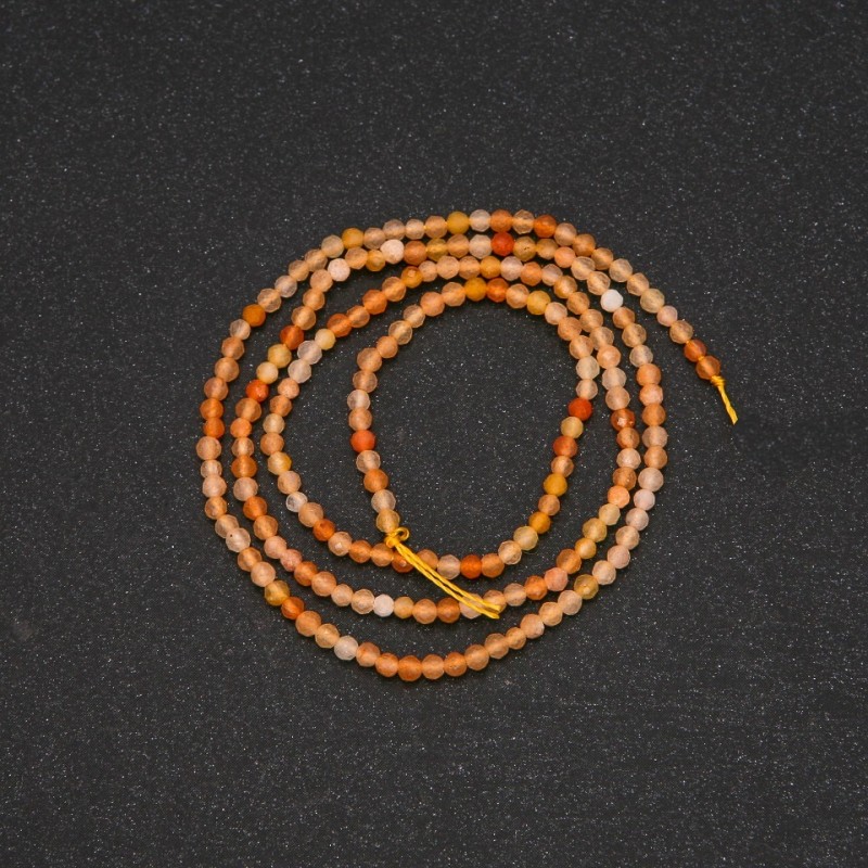 Citrin-Perlen, facettierte Kugeln, Durchmesser ca. 2 mm, Länge 38 cm
