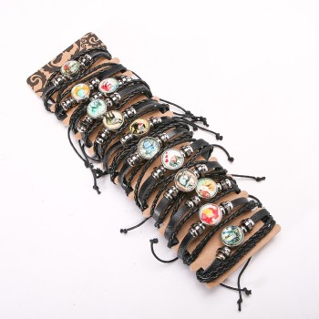 Armbänder aus Eco-Leder – Sortiment, verstellbar mit Zugband, Packung 12 Stück