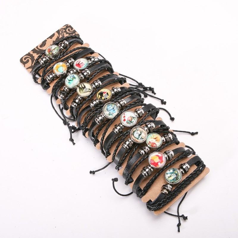 Armbänder aus Eco-Leder – Sortiment, verstellbar mit Zugband, Packung 12 Stück
