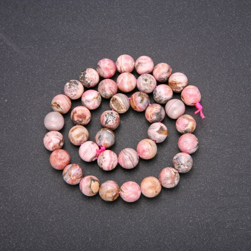 Rhodochrosit-Perlen, glatte Kugeln, Durchmesser ca. 11 mm, Länge ca. 38 cm