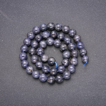 Iolit-Perlen aus natürlichem Stein, glatte Kugeln, Durchmesser ca. 8 mm, Länge 38 cm