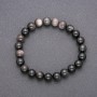 Armband aus silberglänzendem Obsidian auf elastischem Band, glatte Kugeln, Durchmesser ca. 8 mm, Länge ca. 18 cm