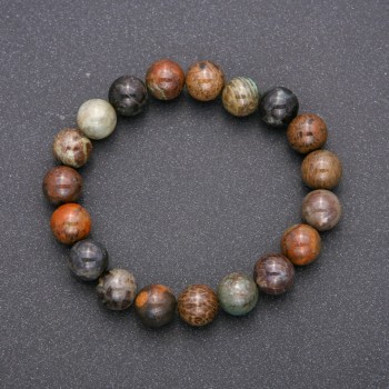 Armband aus buntem Jaspis auf elastischem Band, glatte Kugeln, Durchmesser ca. 10 mm, Umfang ca. 18 cm
