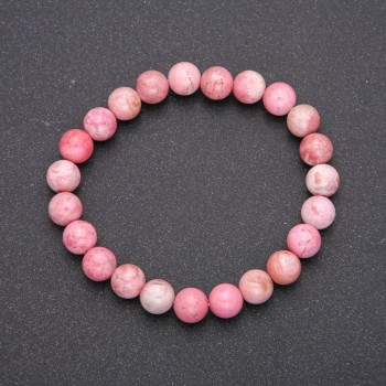 Armband aus Rhodochrosit, auf elastischem Gummiband, glatte Kugeln, Ø ca. 10 mm, Länge 18 cm