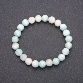 Armband aus natürlichem Larimar, elastisches Band, glatte Kugeln, Durchmesser ca. 8 mm, Umfang ca. 18 cm