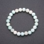 Armband aus natürlichem Larimar, elastisches Band, glatte Kugeln, Durchmesser ca. 8 mm, Umfang ca. 18 cm