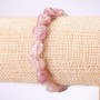 Armband aus natürlichem Erdbeerquarz, facettierte Perlen, auf elastischem Band, Durchmesser ca. 8 × 12 mm, Länge ca. 18 cm