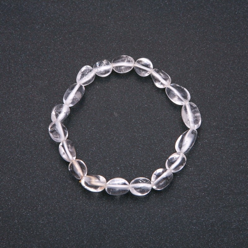 Armband aus natürlichem Bergkristall auf elastischer Schnur, Durchmesser 9 × 11 mm (±), Umfang 18 cm