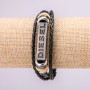 Armband mit Metalleinlage DIESTL, Länge 19–21 cm, Dicke 14 mm, Öko-Leder, Farbe Schwarz, Verschluss: Metall-Druckknopf