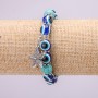 Armband-Amulett auf elastischem Band mit Türkis, blauen Augenperlen, Durchmesser ca. 10 mm, Länge 18 cm, mit Einsätzen und Anhänger Seestern