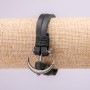 Armband „Anker“ mit Metallverzierungen, Länge 21 cm, Dicke 10 mm, Öko-Leder, Farbe Schwarz