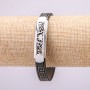 Armband mit Metall-Einsätzen, Länge 21 cm, Dicke 10 mm, Kautschuk, Farbe Grau, mit Verschluss