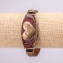 Armband LOVE mit Metall-Einsätzen, Länge 16–24 cm, Breite 20 mm, Öko-Leder, braun