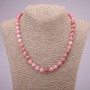 Kette aus Rhodonit, Naturstein, glatte Kugeln, Durchmesser ca. 8 mm, Länge 45 cm