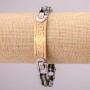 Metallarmband aus Edelstahl mit Verschluss, Dicke 12 mm, Länge 21 cm, Metallfarbe Silber mit Gold