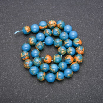 Varizit-Perlen blau, glatte Kugeln, auf Schnur, Ø 10 mm, Länge ca. 36 cm