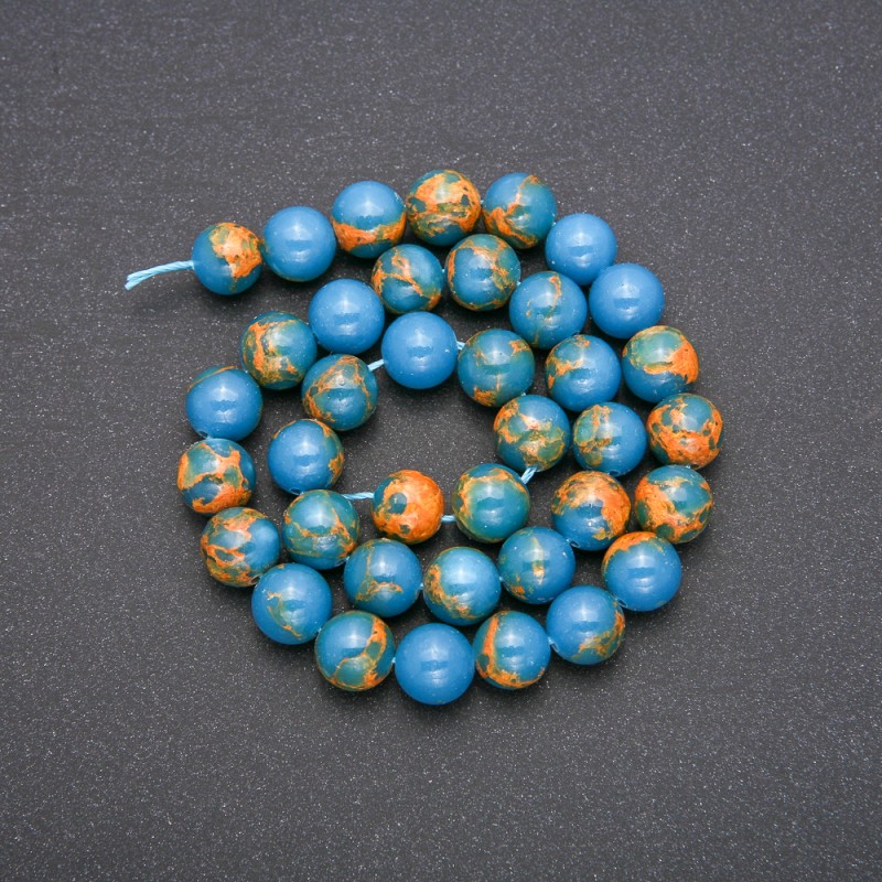 Varizit-Perlen blau, glatte Kugeln, auf Schnur, Ø 10 mm, Länge ca. 36 cm