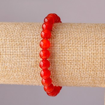Armband aus Karneol auf Elastikband, glatte Kugeln Ø 8 mm, Umfang 18 cm