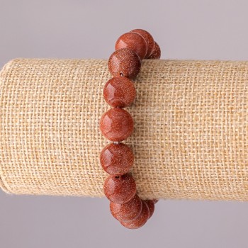 Armband aus Aventurin »Goldener Sand« auf elastischem Band, glatte Kugel, Durchmesser 12 mm, Umfang 18 cm