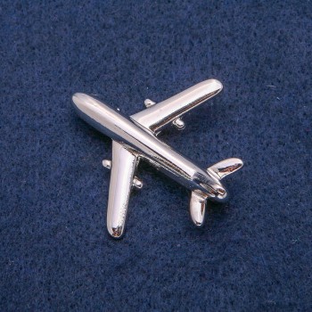 Brosche Flugzeug aus silberfarbenem Metall, 40 × 39 mm