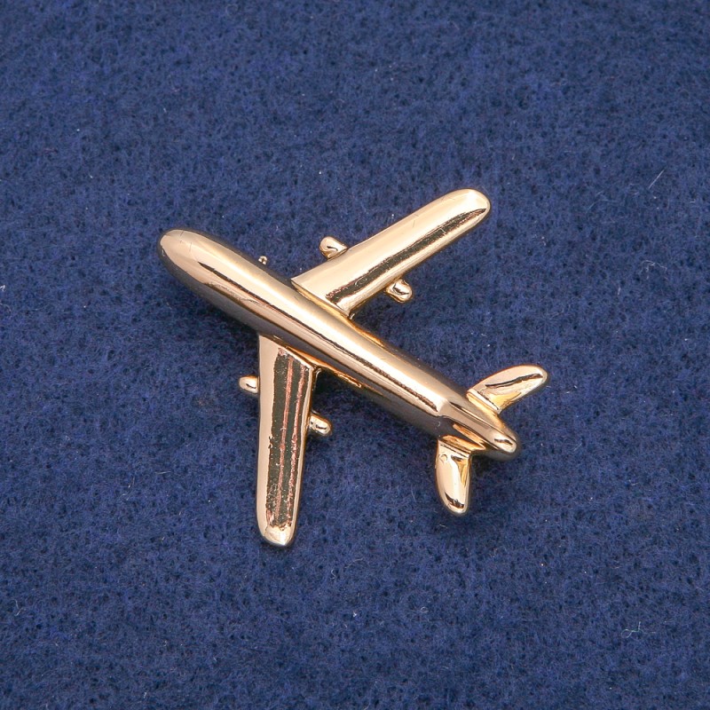 Brosche «Flugzeug» aus goldfarbenem Metall 40×39 mm
