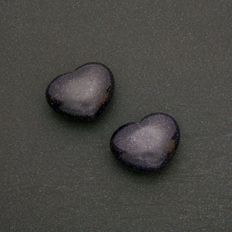 Souvenir-Herz aus Aventurin «Nacht von Kairo», blauer Sand (+-) 21 × 27 mm