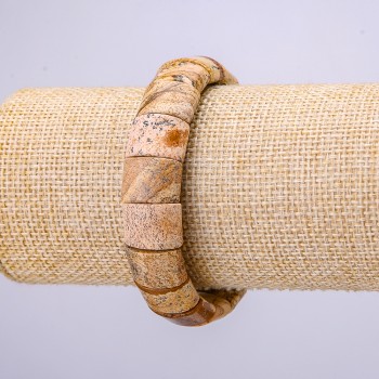 Armband auf Elastikband, Landschaftsjaspis-Glieder, Durchmesser 15×12 mm, Umfang 18 cm